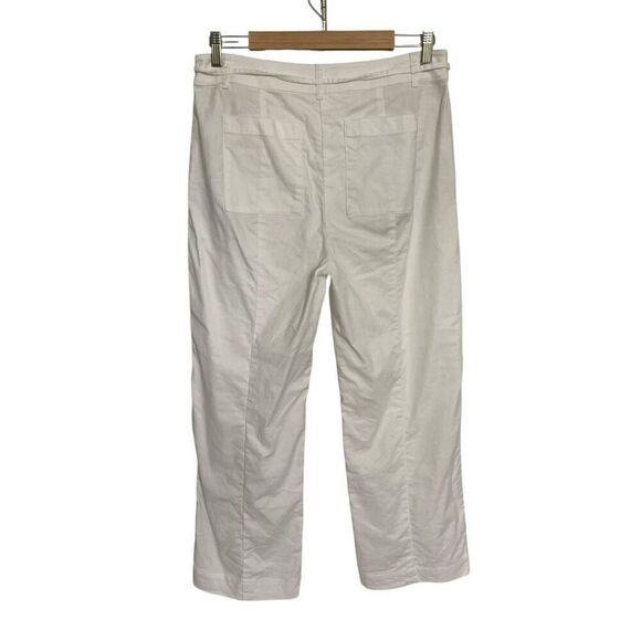 LOFT Cotton Linen Straight White Pants Sz 10 Petite Style # 761542 Fabric Belt - Picture 6 of 8